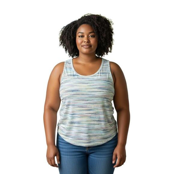 Lands' End Women's Multi-Colored Striped Tankini Built in Bra Size 18W - Picture 1 of 5